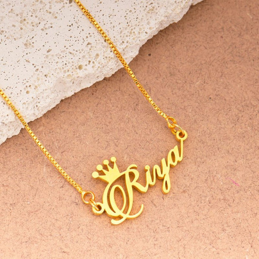 Royal Monarch Crown Name Necklace