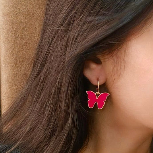 Pink Butterfly Earrings