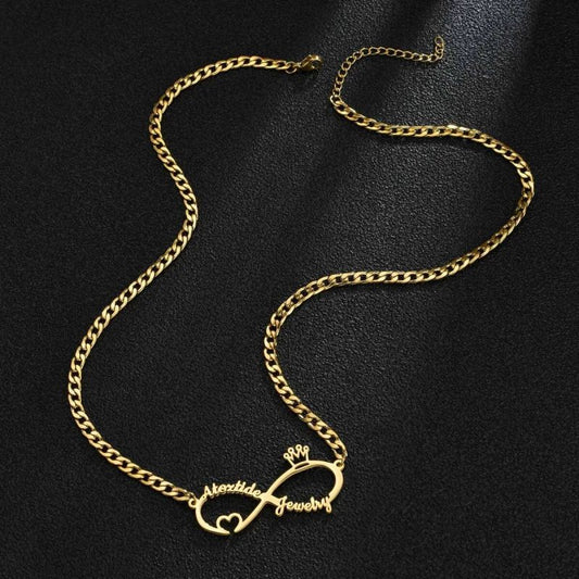 Eternal Love and Royal Connection Name Necklace - A Majestic Symbol of Infinity