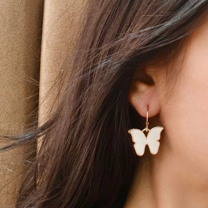 White Butterfly Earrings