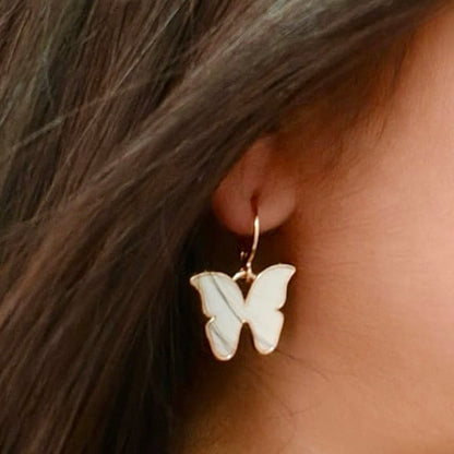 White Butterfly Earrings