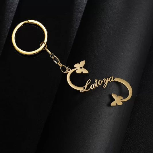 Enchanting Butterfly Infinity Name Keychain