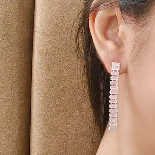 Light Pink Crystal Ladder Drop Earrings