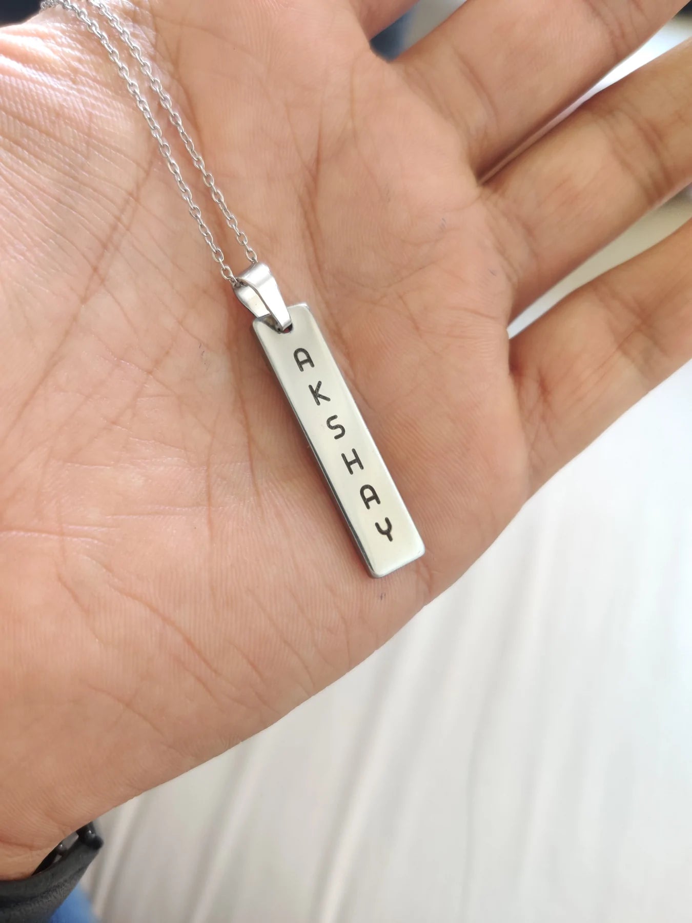 Personalized 2D memory Bar necklace