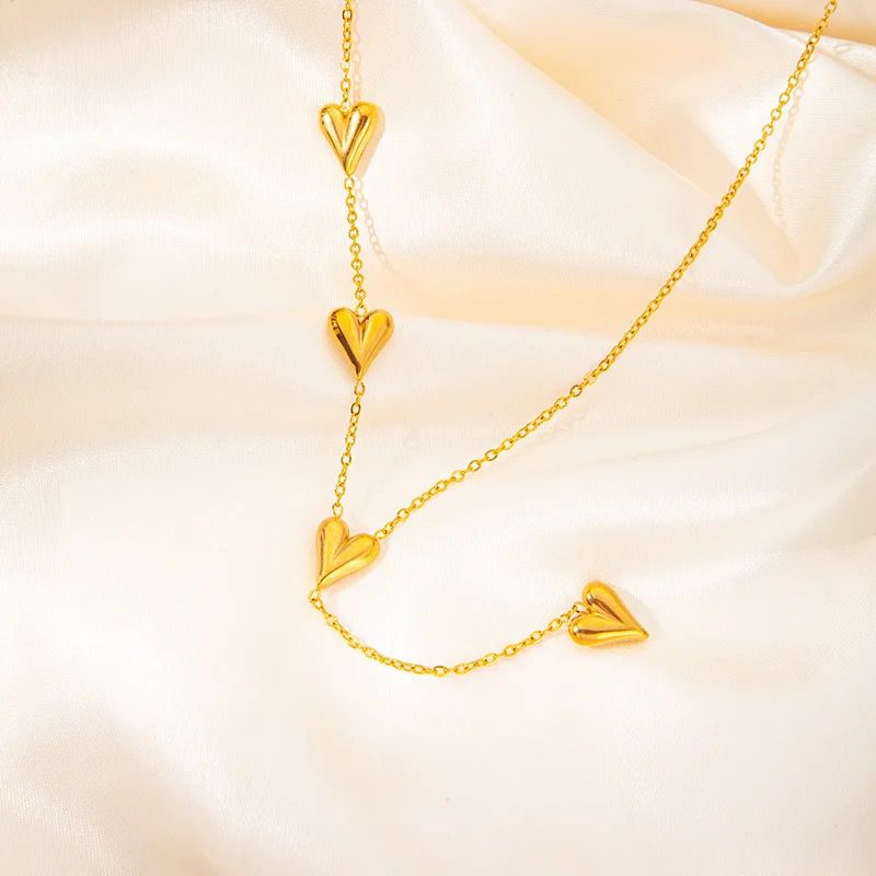 18K Gold Plated Triple Heart Necklace