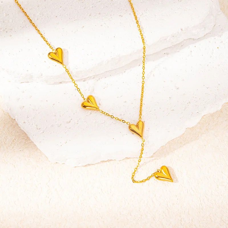 18K Gold Plated Triple Heart Necklace