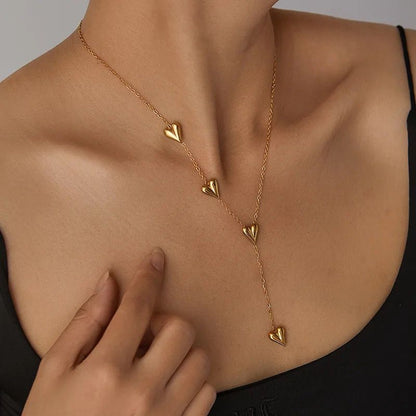 18K Gold Plated Triple Heart Necklace