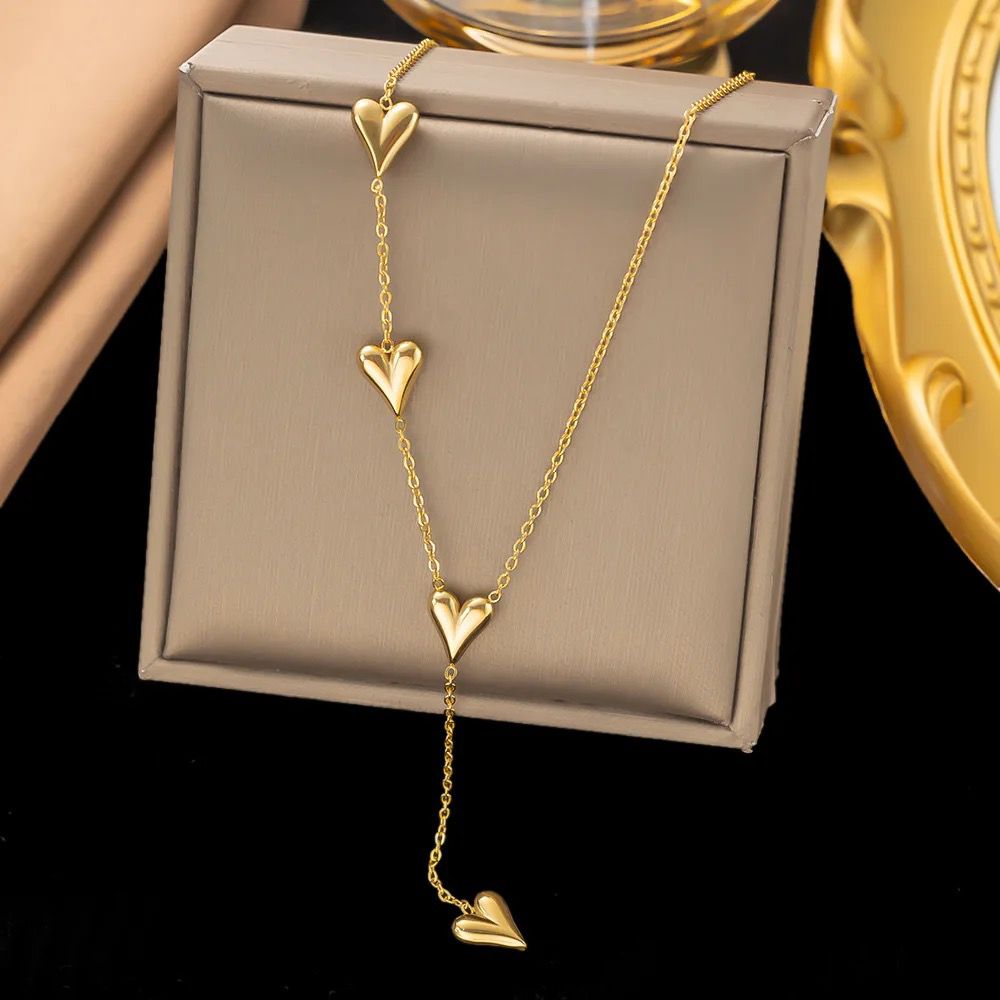 18K Gold Plated Triple Heart Necklace