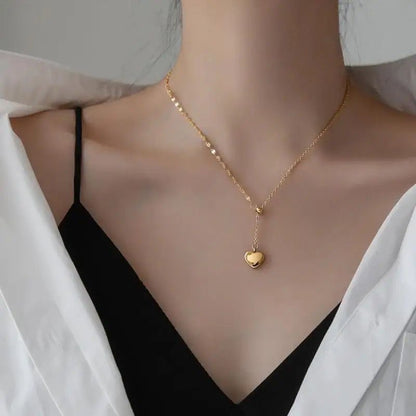 18K Gold Plated Link Chain Y-Shaped Love Heart Pendant Necklace