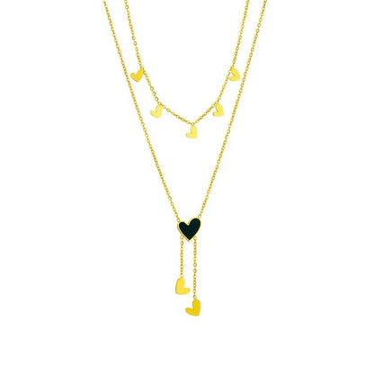 18k Gold Plated Heart Shape Tassel Necklace