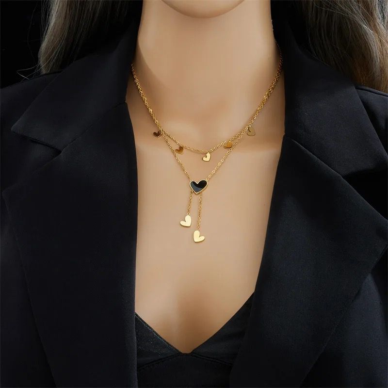 18k Gold Plated Heart Shape Tassel Necklace