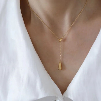 18k Gold Plated Water Drop Tassel Necklace