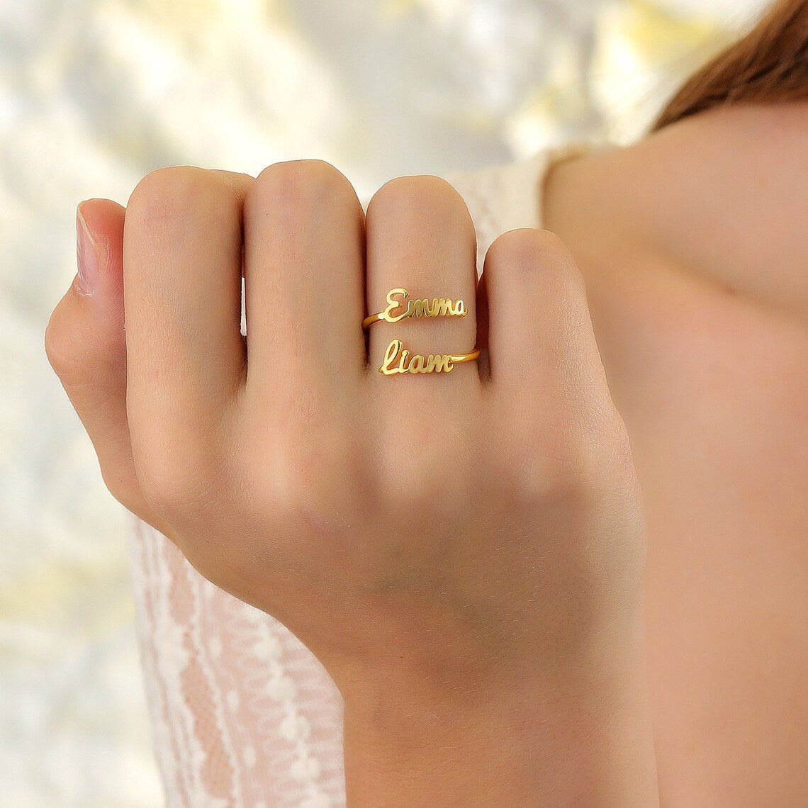 Elegance Engraved Personalized Name Ring