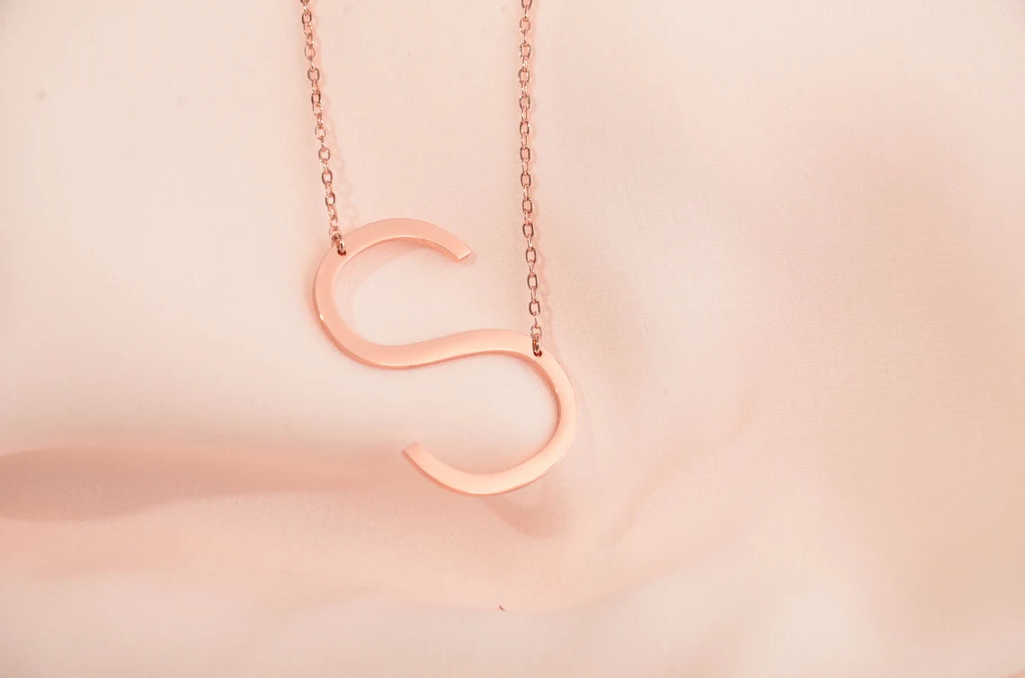 "Bold Letter" Oversized Initial Sideways Necklace