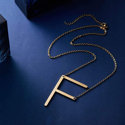 "Bold Letter" Oversized Initial Sideways Necklace