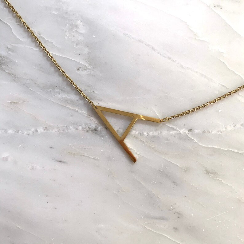 "Bold Letter" Oversized Initial Sideways Necklace