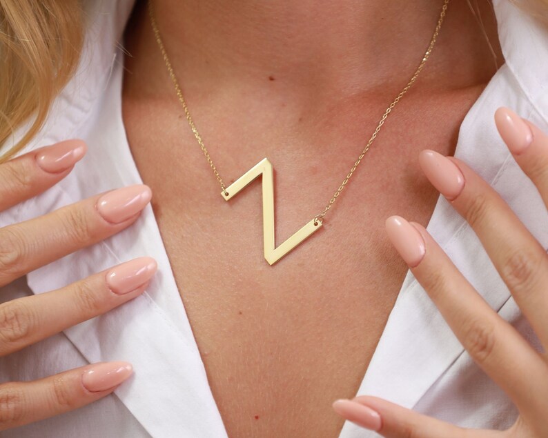 "Bold Letter" Oversized Initial Sideways Necklace