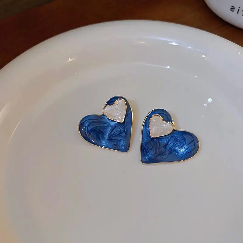 Blue Heart Earrings