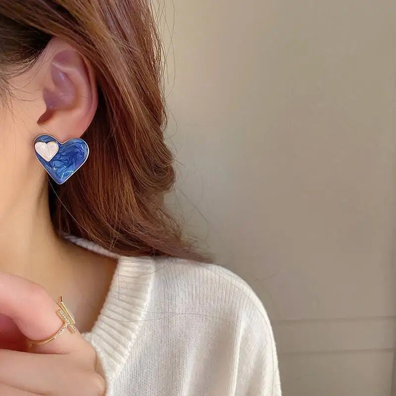 Blue Heart Earrings