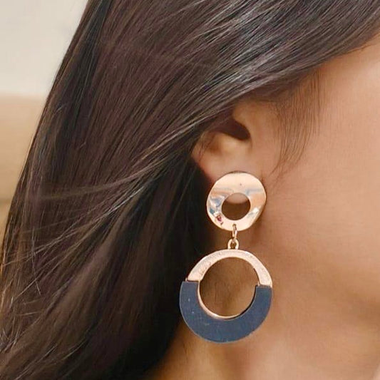 Two-Tone Circle Drop Earrings