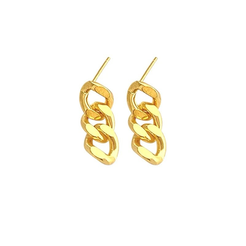 Gold Plated Cuban Link Chain Earrings