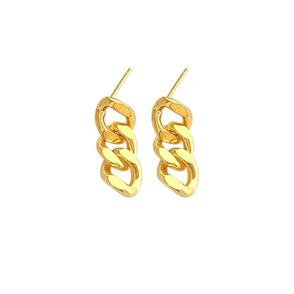 Gold Plated Cuban Link Chain Earrings