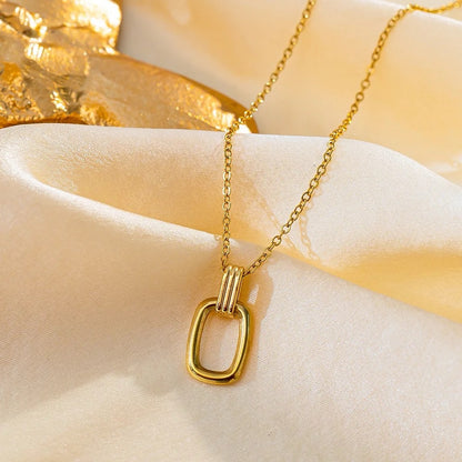 18K Gold Titanium Steel Geometric Hollow Necklace