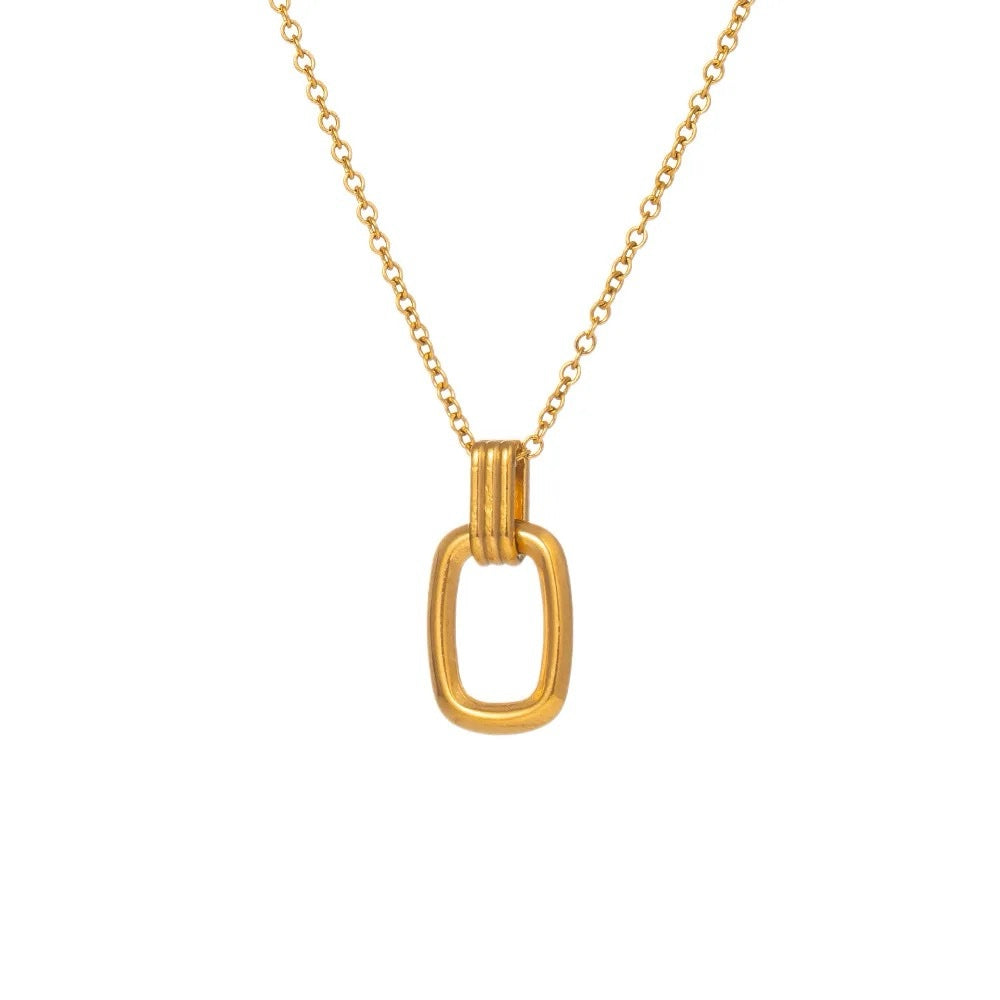 18K Gold Titanium Steel Geometric Hollow Necklace