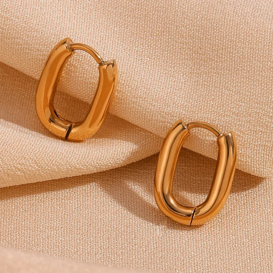 Simple Solid Color 18K Gold Plated Stainless Steel Earrings