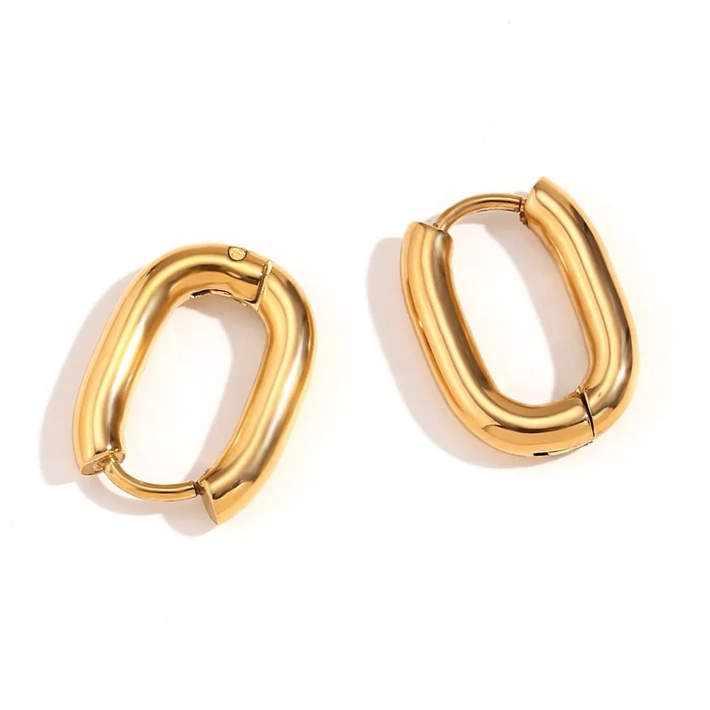 Simple Solid Color 18K Gold Plated Stainless Steel Earrings