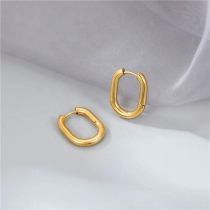 Simple Solid Color 18K Gold Plated Stainless Steel Earrings