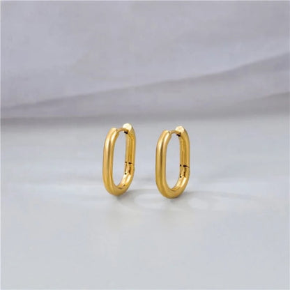 Simple Solid Color 18K Gold Plated Stainless Steel Earrings