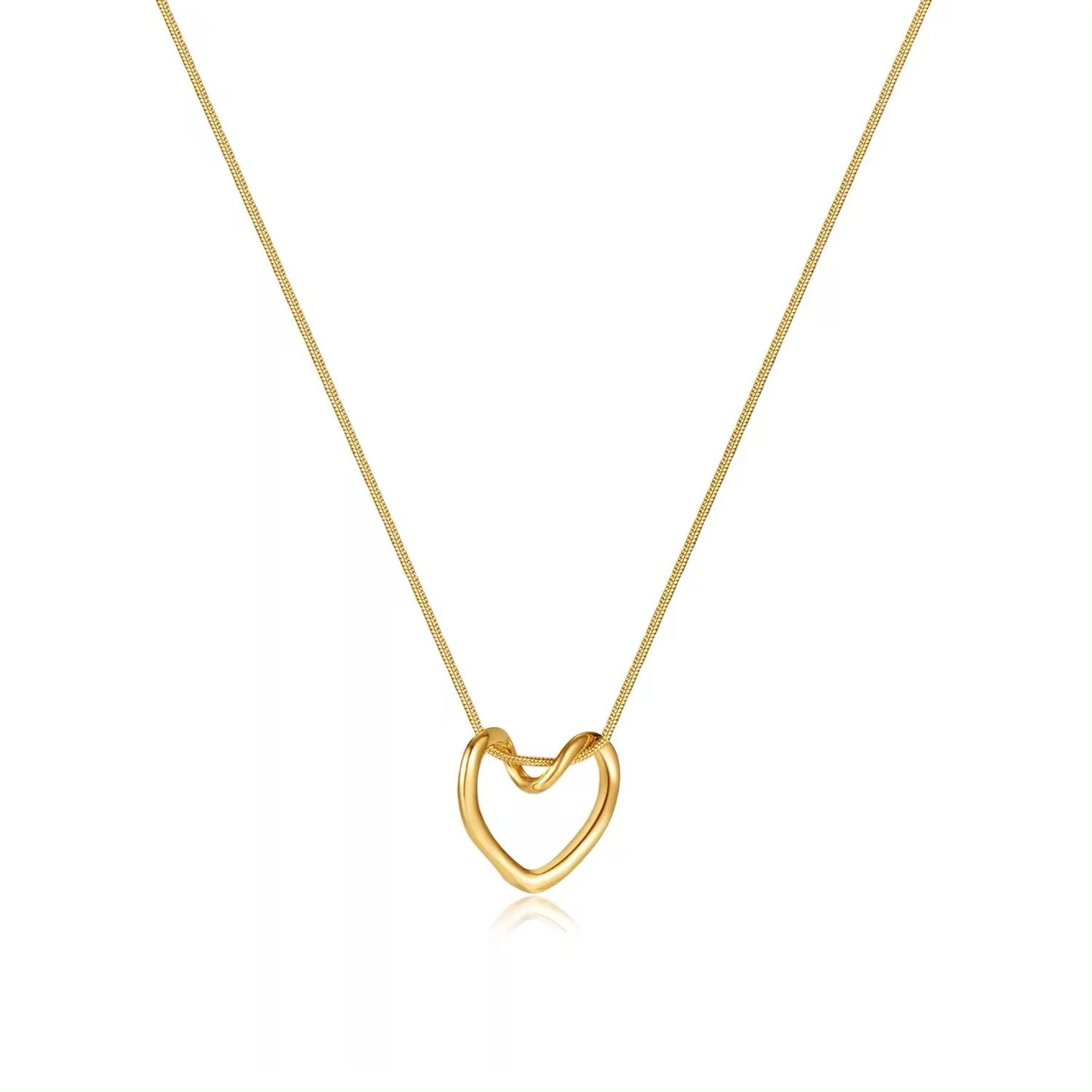 Heart-Shaped 18K Gold Plated Hollow Pendant Necklace