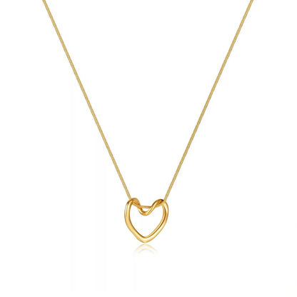 Heart-Shaped 18K Gold Plated Hollow Pendant Necklace