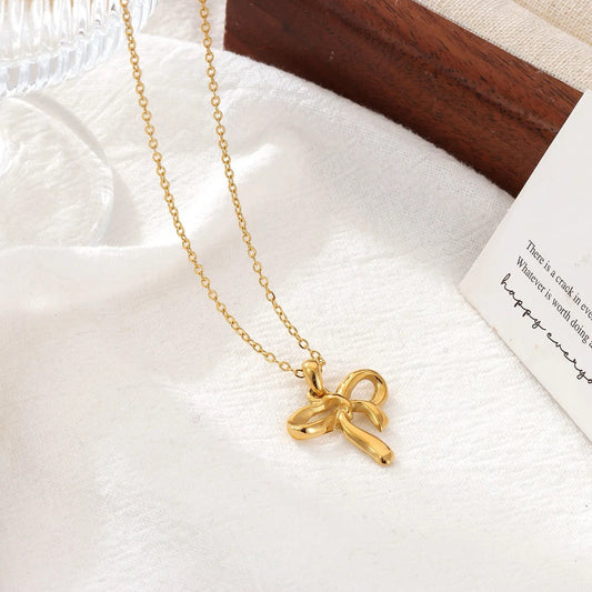 Graceful Bow 18k Gold Plated Necklace