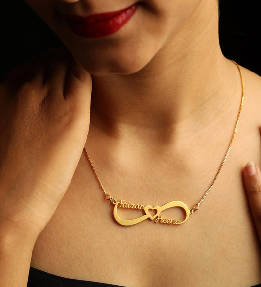 Infinity Heart Style Couple Name Necklace